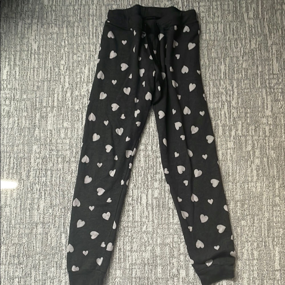 T2 Love Black and White Heart Print Joggers